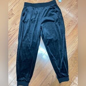 Banana Republic Women’s Black Velour Jogger Pants Size L Loungecore Comfy NWT